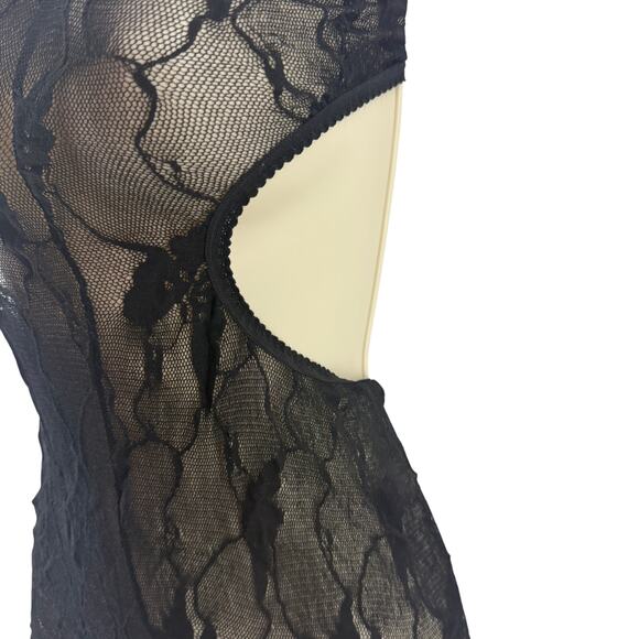 Leg Avenue Black Lace Catrice Catsuit Strapless Open Crotch Womens One Size - Picture 3 of 6
